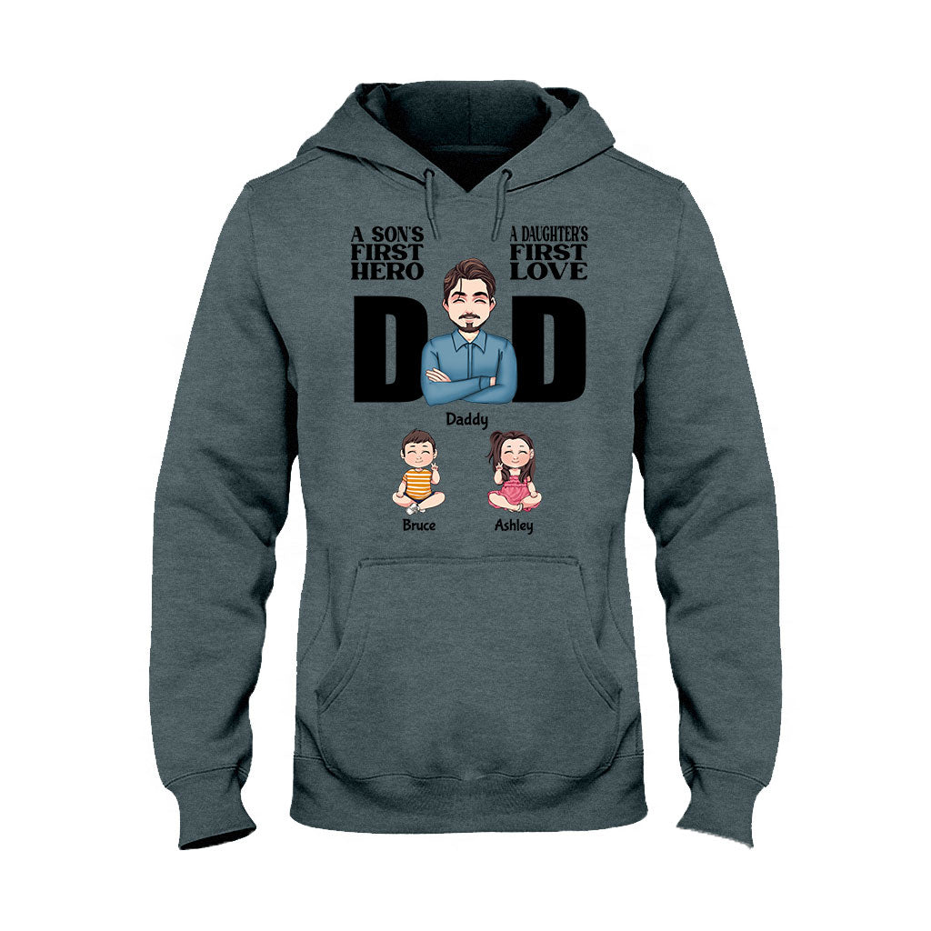 Der erste Held eines Sohnes, die erste Liebe einer Tochter – personalisiertes Vater-T-Shirt und Hoodie