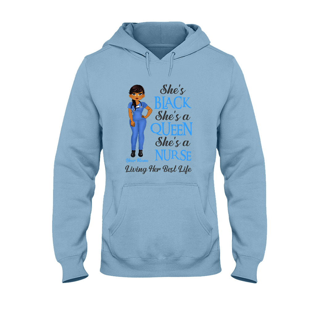 Schwarze Krankenschwester – Personalisiertes T-Shirt und Hoodie für Krankenschwestern