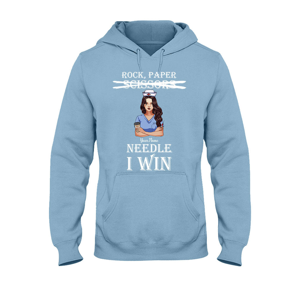 Stein, Papier, Nadel – Ich gewinne! – Personalisiertes T-Shirt und Hoodie für Krankenschwestern