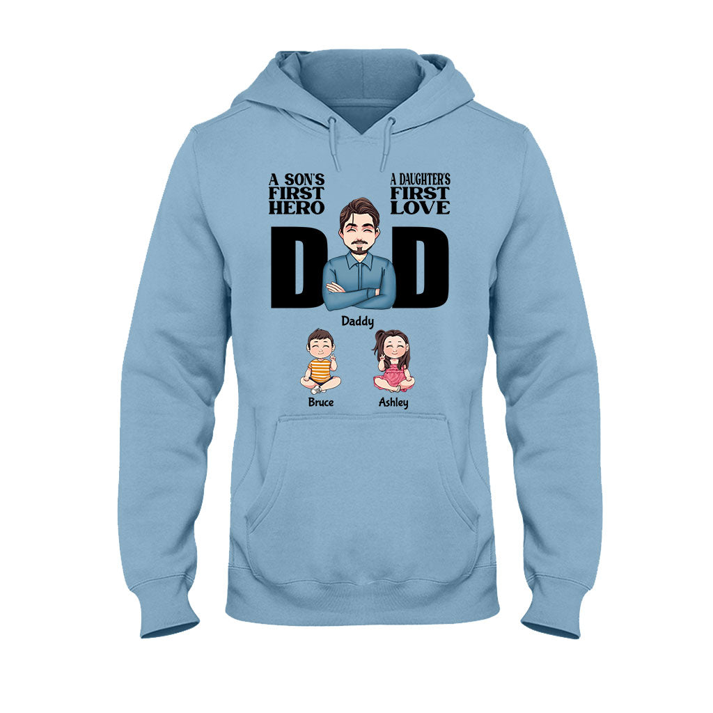Der erste Held eines Sohnes, die erste Liebe einer Tochter – personalisiertes Vater-T-Shirt und Hoodie