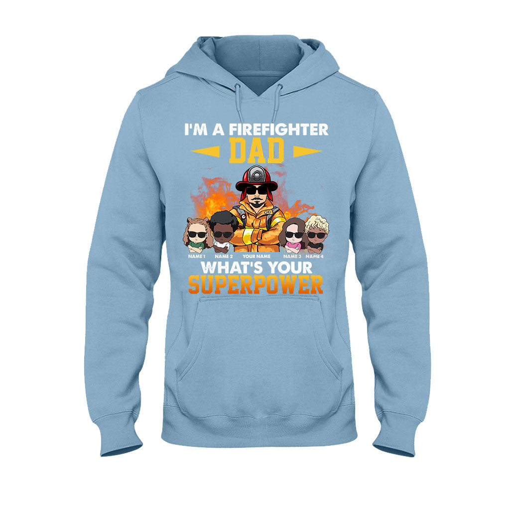 Ich bin ein Feuerwehrmann-Papa – Was ist deine Superkraft? – Personalisiertes Vatertags-T-Shirt und Hoodie