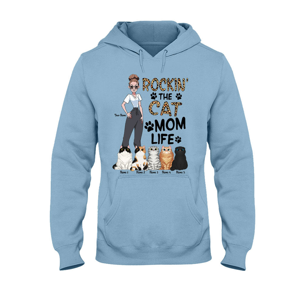 Das Leben als Katzenmama rocken – personalisiertes Katzen-T-Shirt und Hoodie