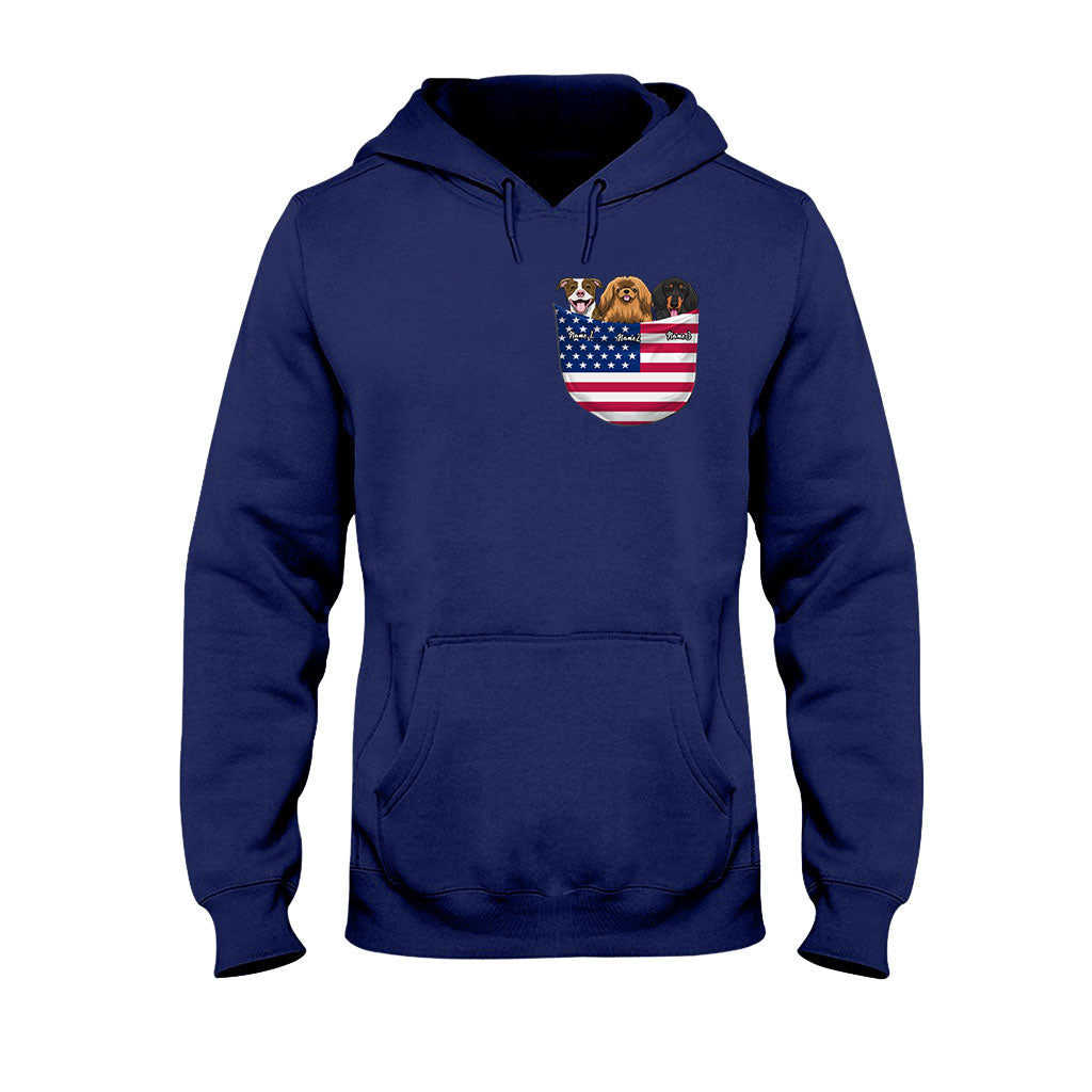 Personalisiertes Hunde-T-Shirt und Hoodie zum Unabhängigkeitstag am 4. Juli