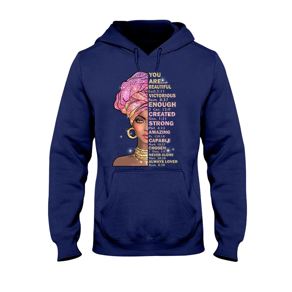 Du bist wunderschön – T-Shirt und Hoodie für Afroamerikaner mit Glitzer-Imitat 1121