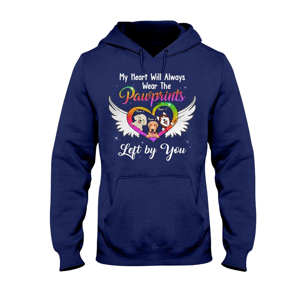My Heart Will Always Wear The Pawprints - Personalized Dog T-shirt and Hoodie With Faux Glitter Print