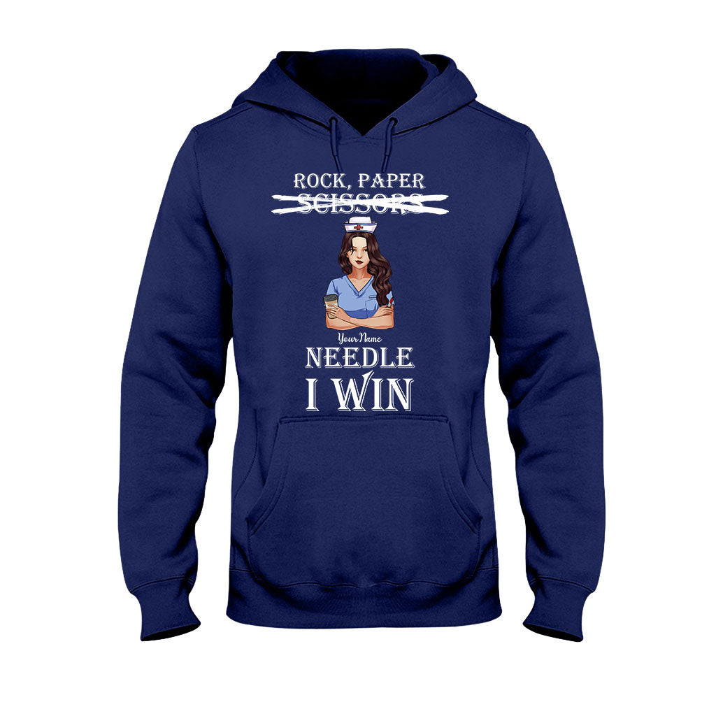 Stein, Papier, Nadel – Ich gewinne! – Personalisiertes T-Shirt und Hoodie für Krankenschwestern