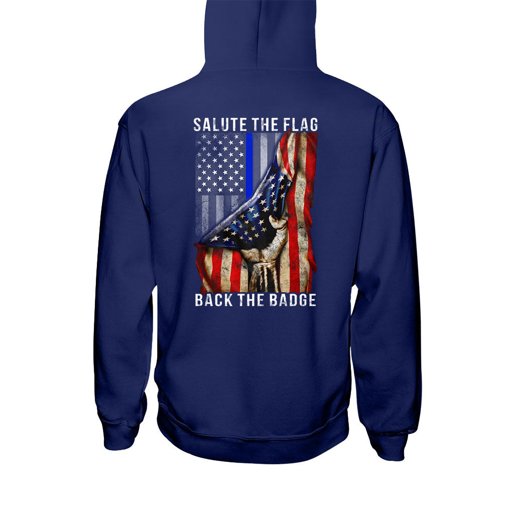 „Salute The Flag“ – T-Shirt und Hoodie für Polizeibeamte 0621