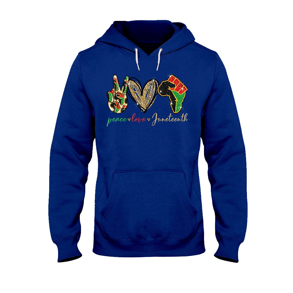 Juneteenth – T-Shirt und Hoodie für Afroamerikaner mit Glitzer-Imitat 1121