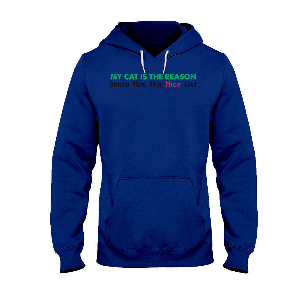 Meine Katze ist der Grund, warum der Weihnachtsmann die Liste der unartigen Kinder hat – personalisiertes Weihnachts-T-Shirt und Hoodie