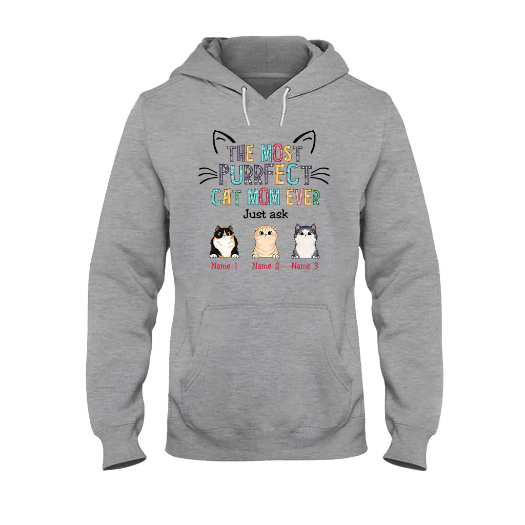 Die perfekte Katzenmama – personalisiertes Muttertags-T-Shirt und Hoodie mit Katzenmotiv