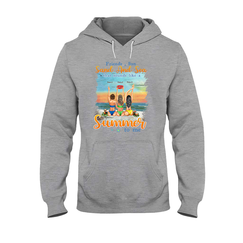 Ich liebe dich bis zum Strand und zurück – personalisiertes T-Shirt und Hoodie für die beste Freundin