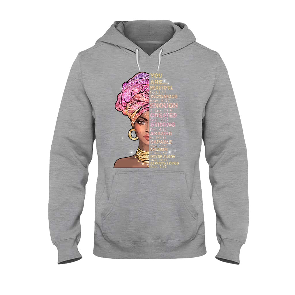 Du bist wunderschön – T-Shirt und Hoodie für Afroamerikaner mit Glitzer-Imitat 1121