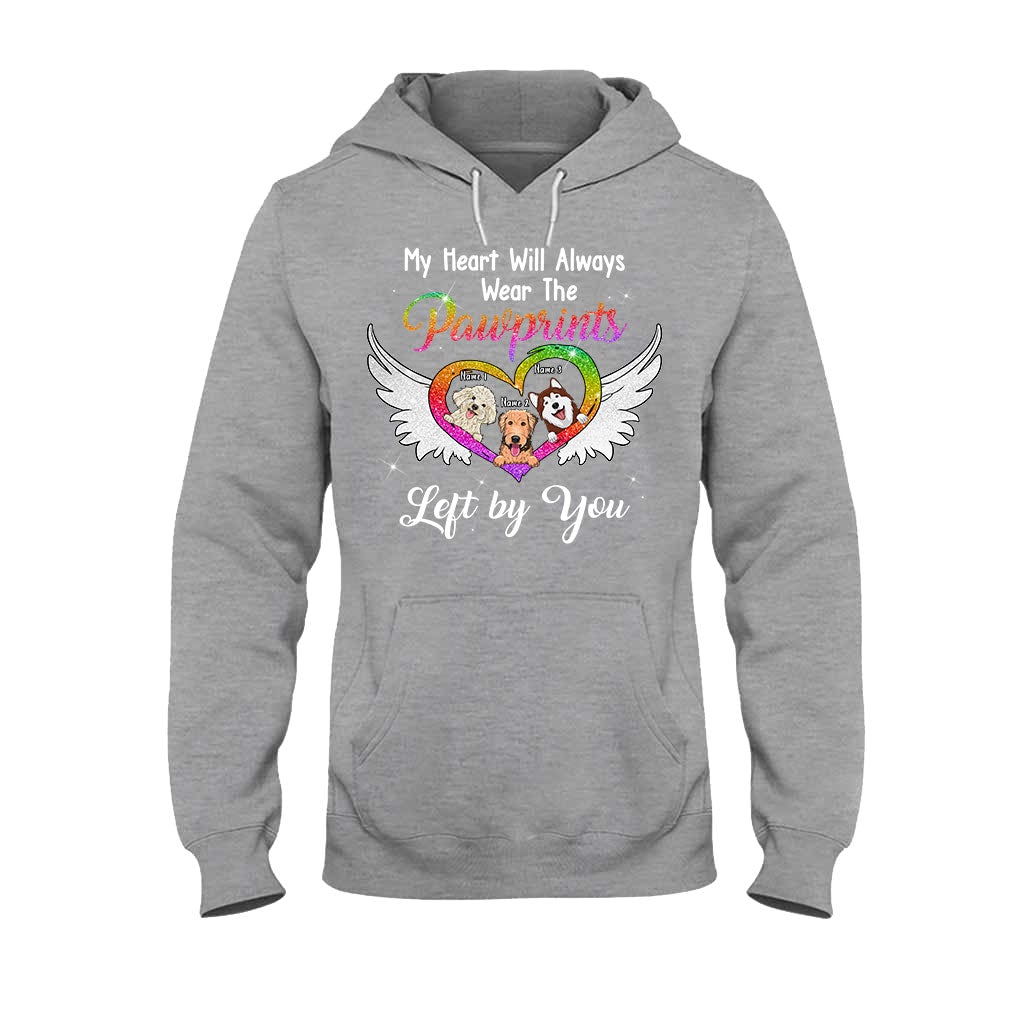 My Heart Will Always Wear The Pawprints - Personalized Dog T-shirt and Hoodie With Faux Glitter Print