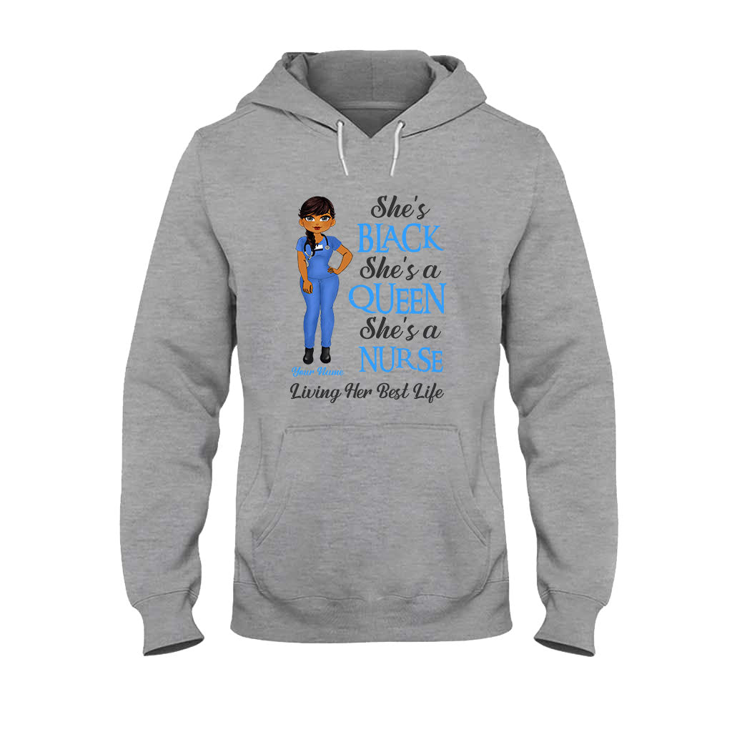 Schwarze Krankenschwester – Personalisiertes T-Shirt und Hoodie für Krankenschwestern