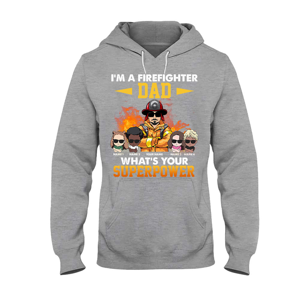 Ich bin ein Feuerwehrmann-Papa – Was ist deine Superkraft? – Personalisiertes Vatertags-T-Shirt und Hoodie