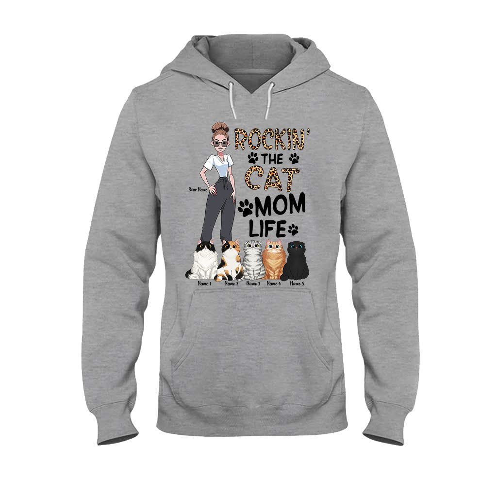 Das Leben als Katzenmama rocken – personalisiertes Katzen-T-Shirt und Hoodie
