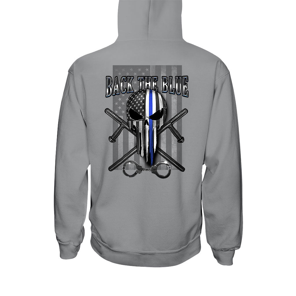 Blue Line Skull – Polizeibeamten-T-Shirt und Hoodie 0621