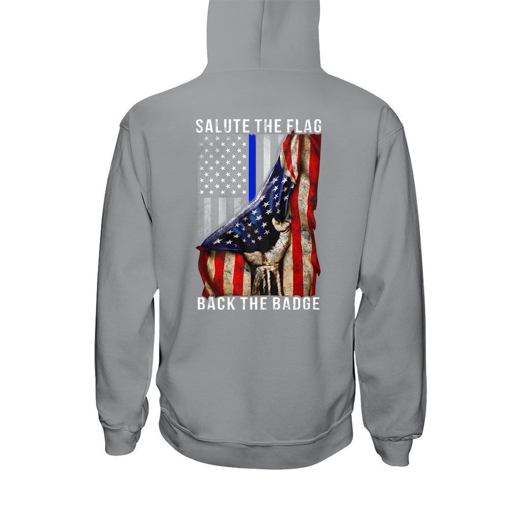 „Salute The Flag“ – T-Shirt und Hoodie für Polizeibeamte 0621