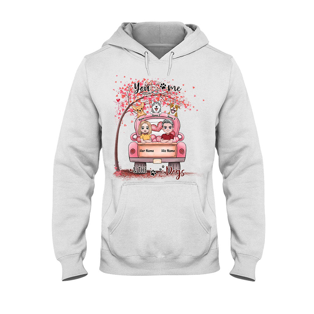 Du, ich und der Hund – personalisiertes Partner-T-Shirt und Hoodie