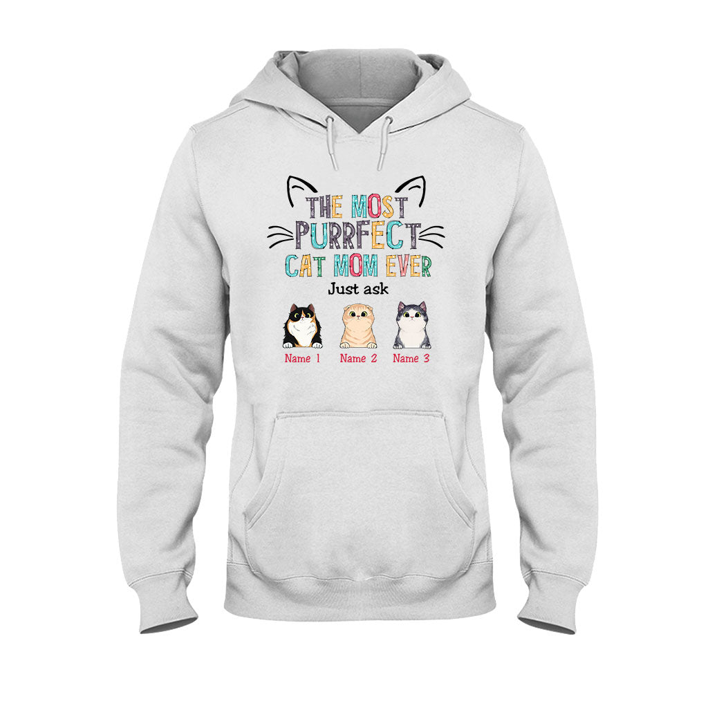 Die perfekte Katzenmama – personalisiertes Muttertags-T-Shirt und Hoodie mit Katzenmotiv