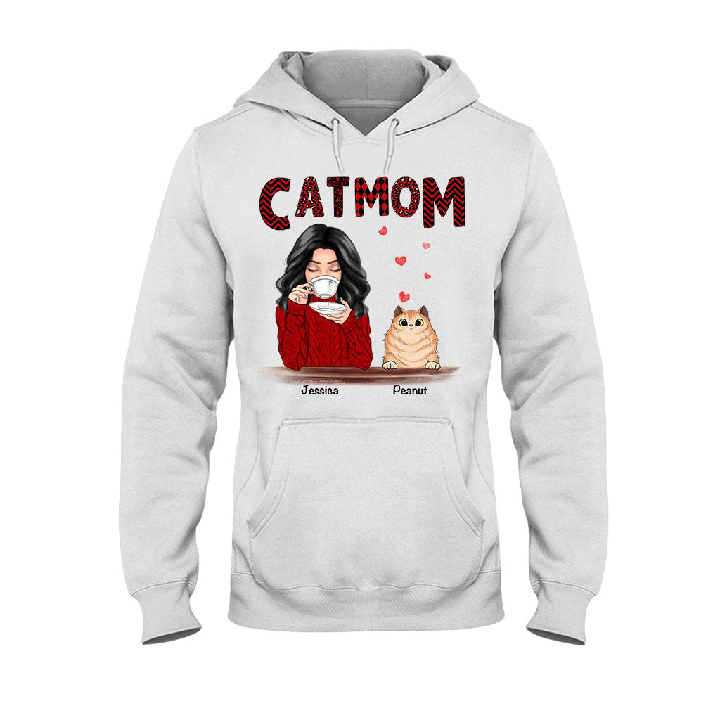 Katzenmama – Personalisiertes Weihnachts-T-Shirt und Hoodie mit Katzenmotiv