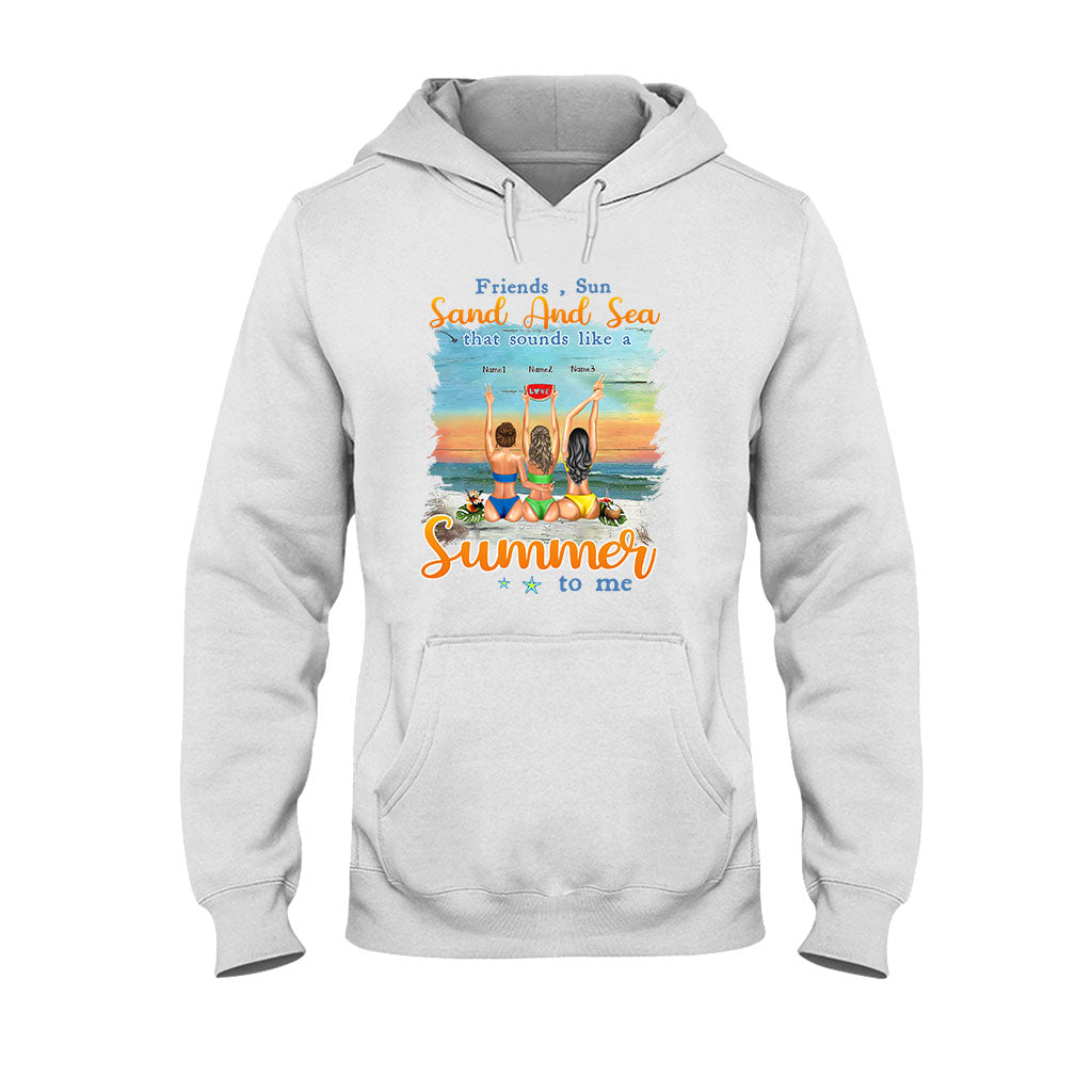 Ich liebe dich bis zum Strand und zurück – personalisiertes T-Shirt und Hoodie für die beste Freundin