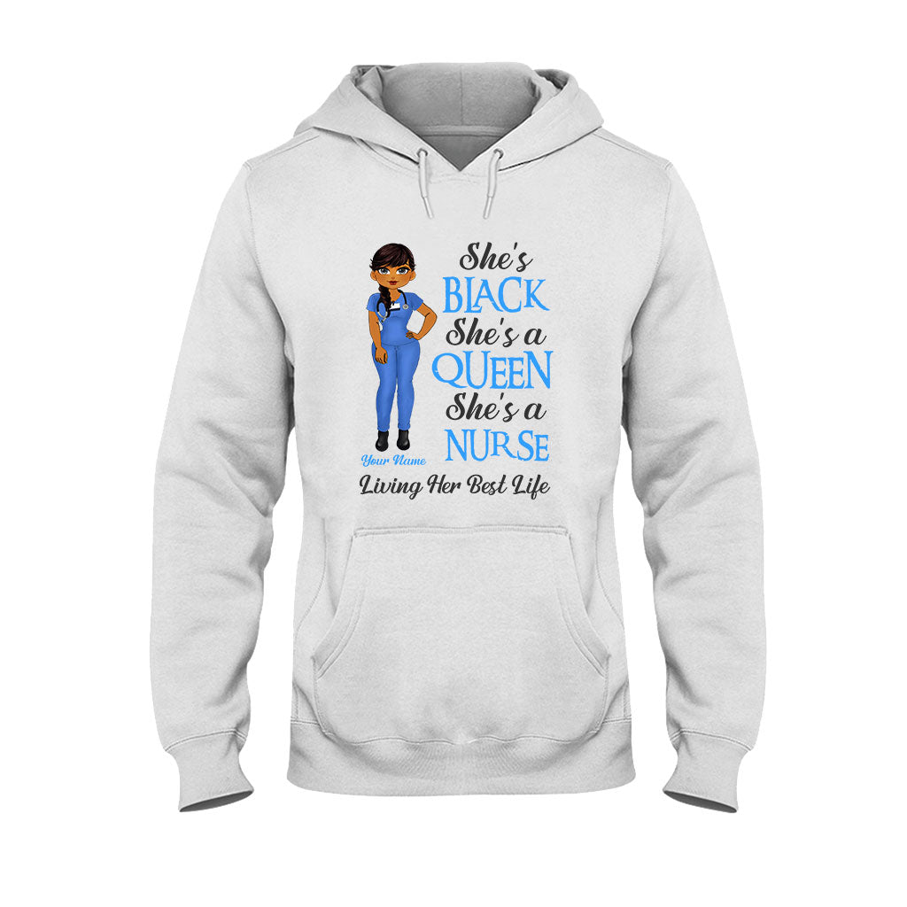 Schwarze Krankenschwester – Personalisiertes T-Shirt und Hoodie für Krankenschwestern