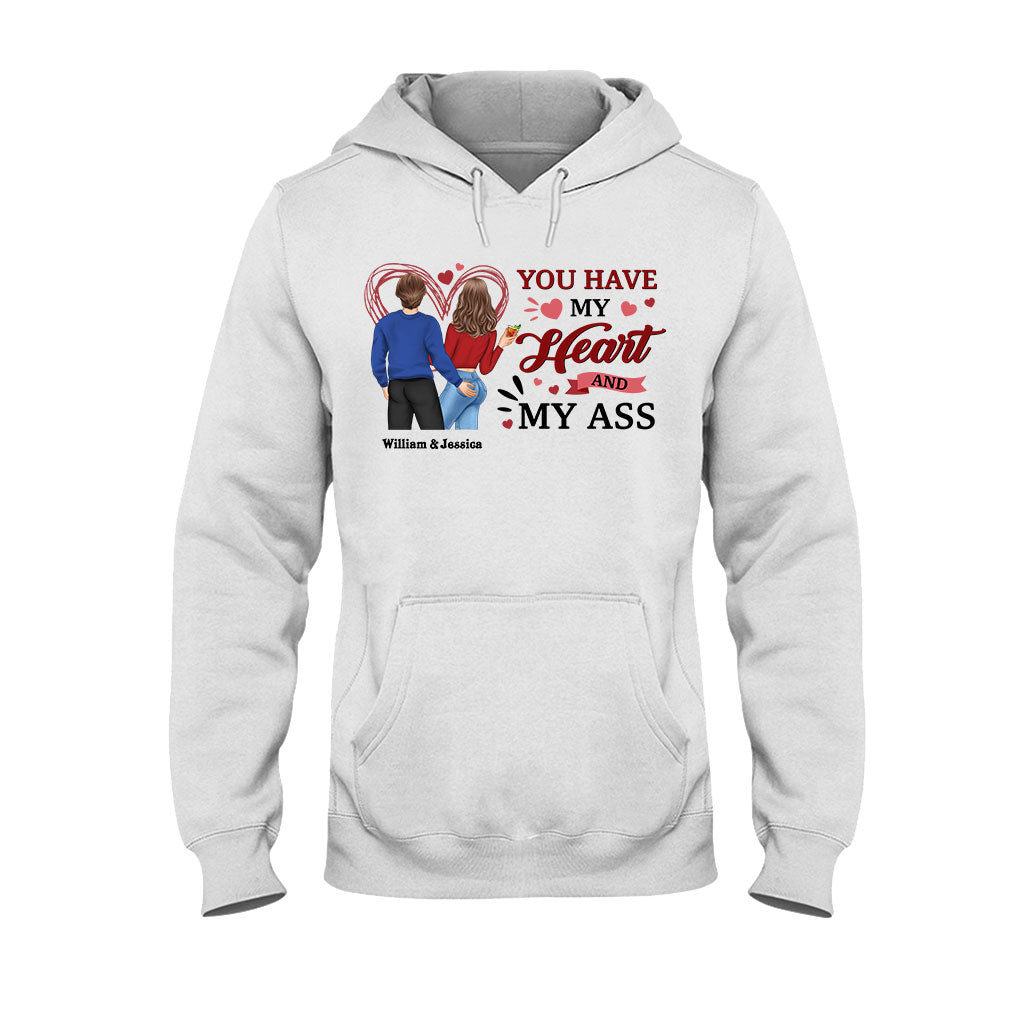 Du hast mein Herz und meinen Hintern – personalisiertes Partner-T-Shirt und Hoodie