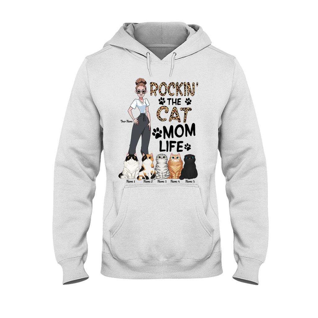 Das Leben als Katzenmama rocken – personalisiertes Katzen-T-Shirt und Hoodie