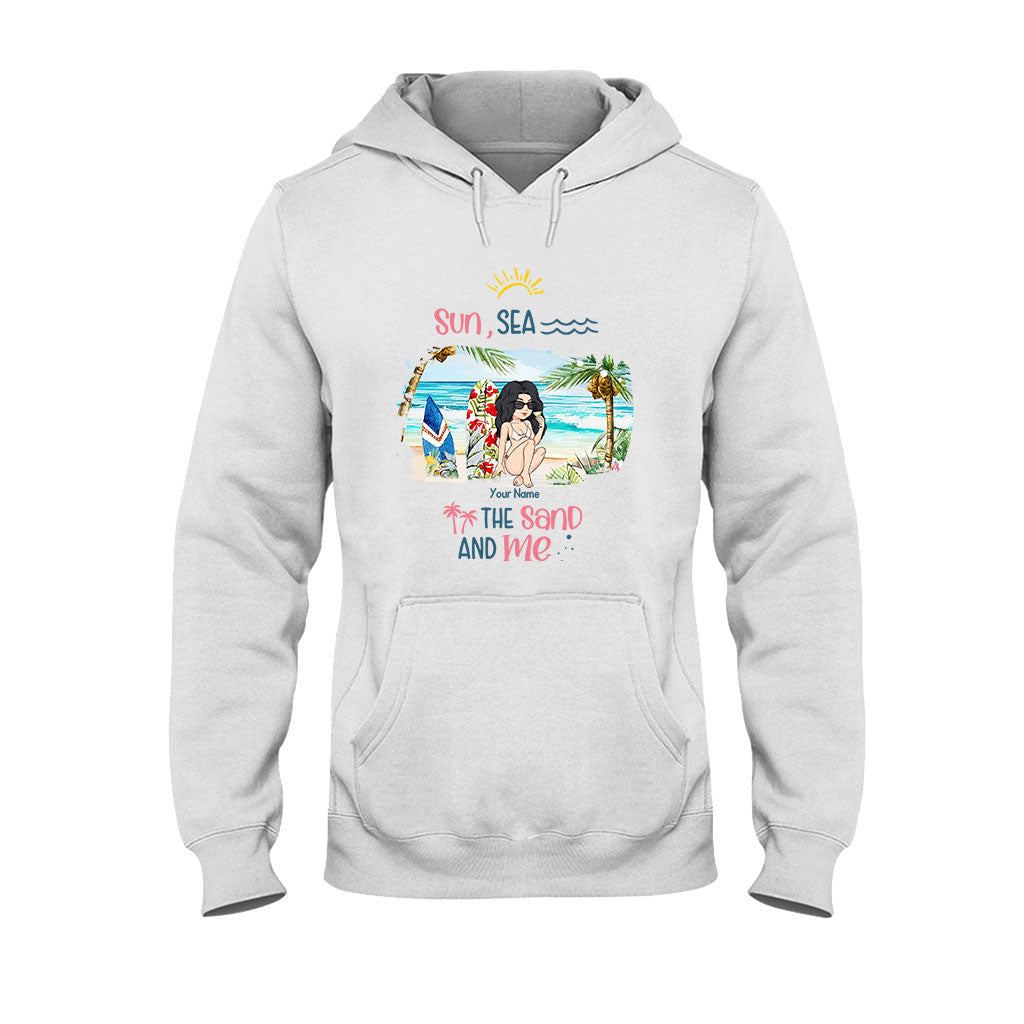 Sonne, Meer, Sand und ich – Personalisiertes T-Shirt und Hoodie für Meeresliebhaber