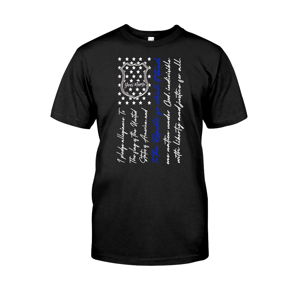 Police Badge Pledge Of Allegiance - Personalized Independence Day T-shirt and Hoodie