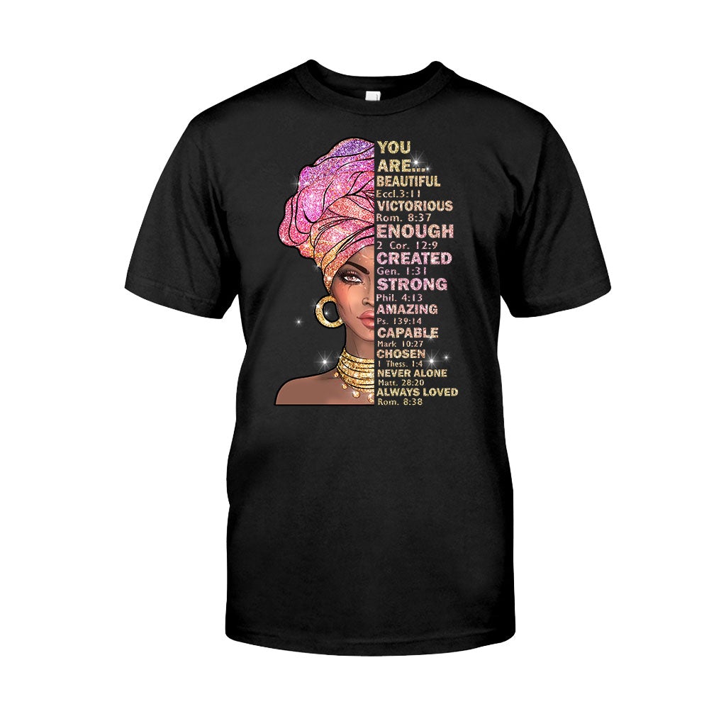Du bist wunderschön – T-Shirt und Hoodie für Afroamerikaner mit Glitzer-Imitat 1121