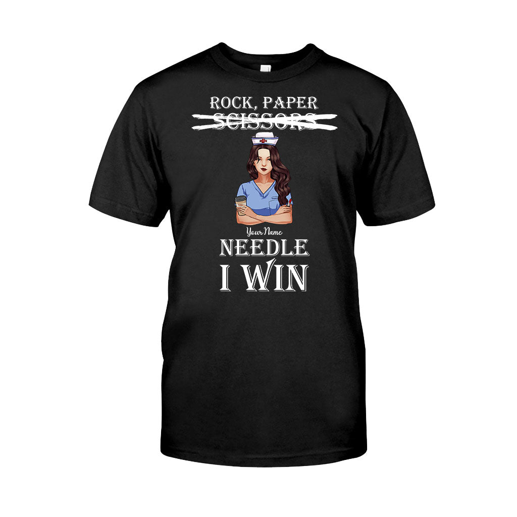 Stein, Papier, Nadel – Ich gewinne! – Personalisiertes T-Shirt und Hoodie für Krankenschwestern