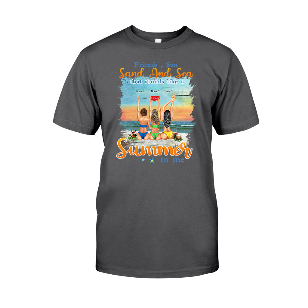 Ich liebe dich bis zum Strand und zurück – personalisiertes T-Shirt und Hoodie für die beste Freundin