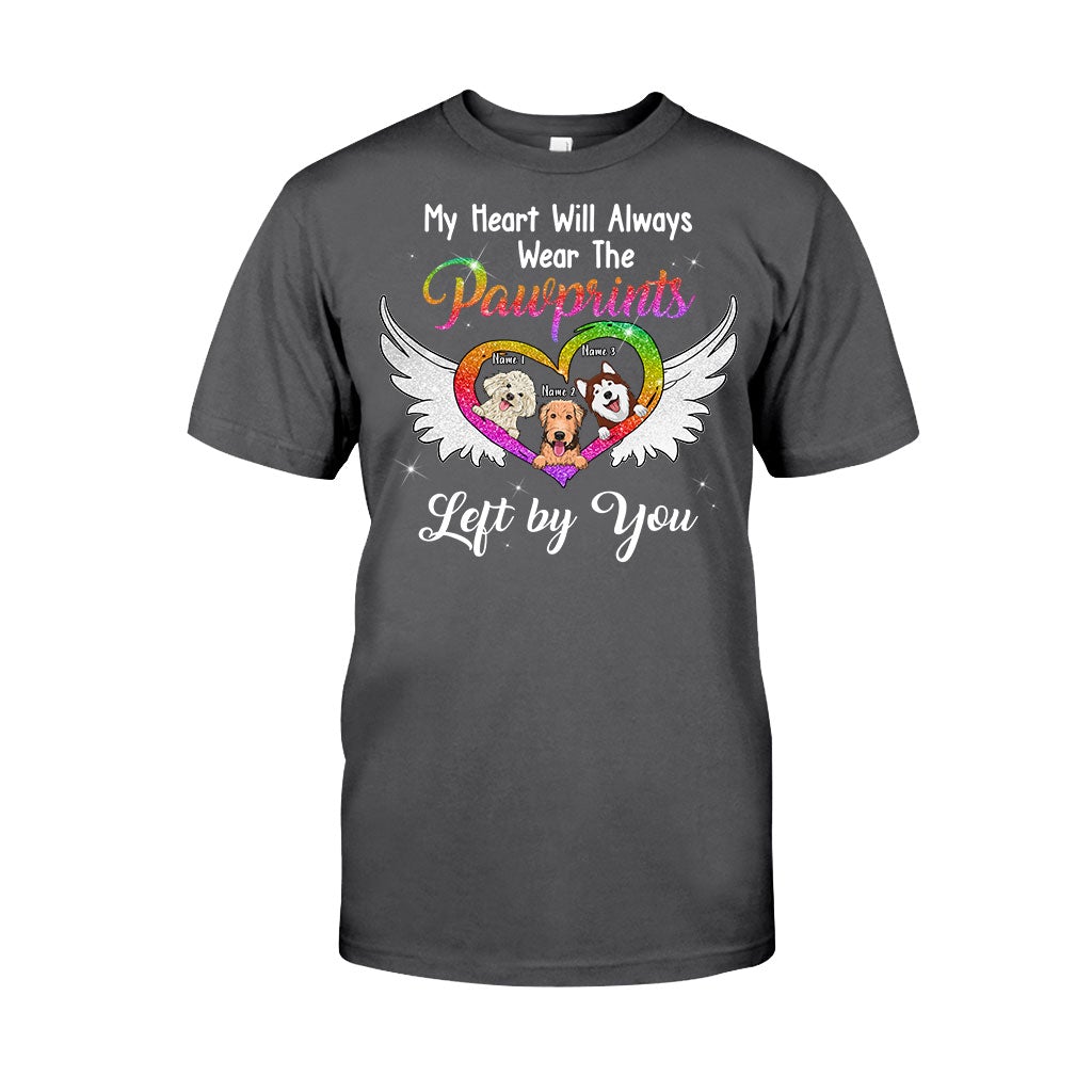 My Heart Will Always Wear The Pawprints - Personalized Dog T-shirt and Hoodie With Faux Glitter Print