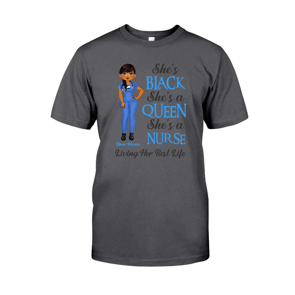 Schwarze Krankenschwester – Personalisiertes T-Shirt und Hoodie für Krankenschwestern