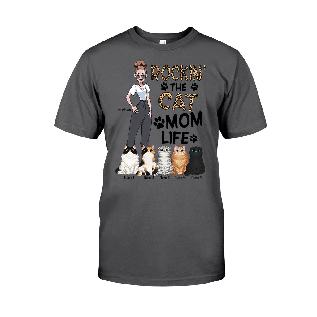 Das Leben als Katzenmama rocken – personalisiertes Katzen-T-Shirt und Hoodie