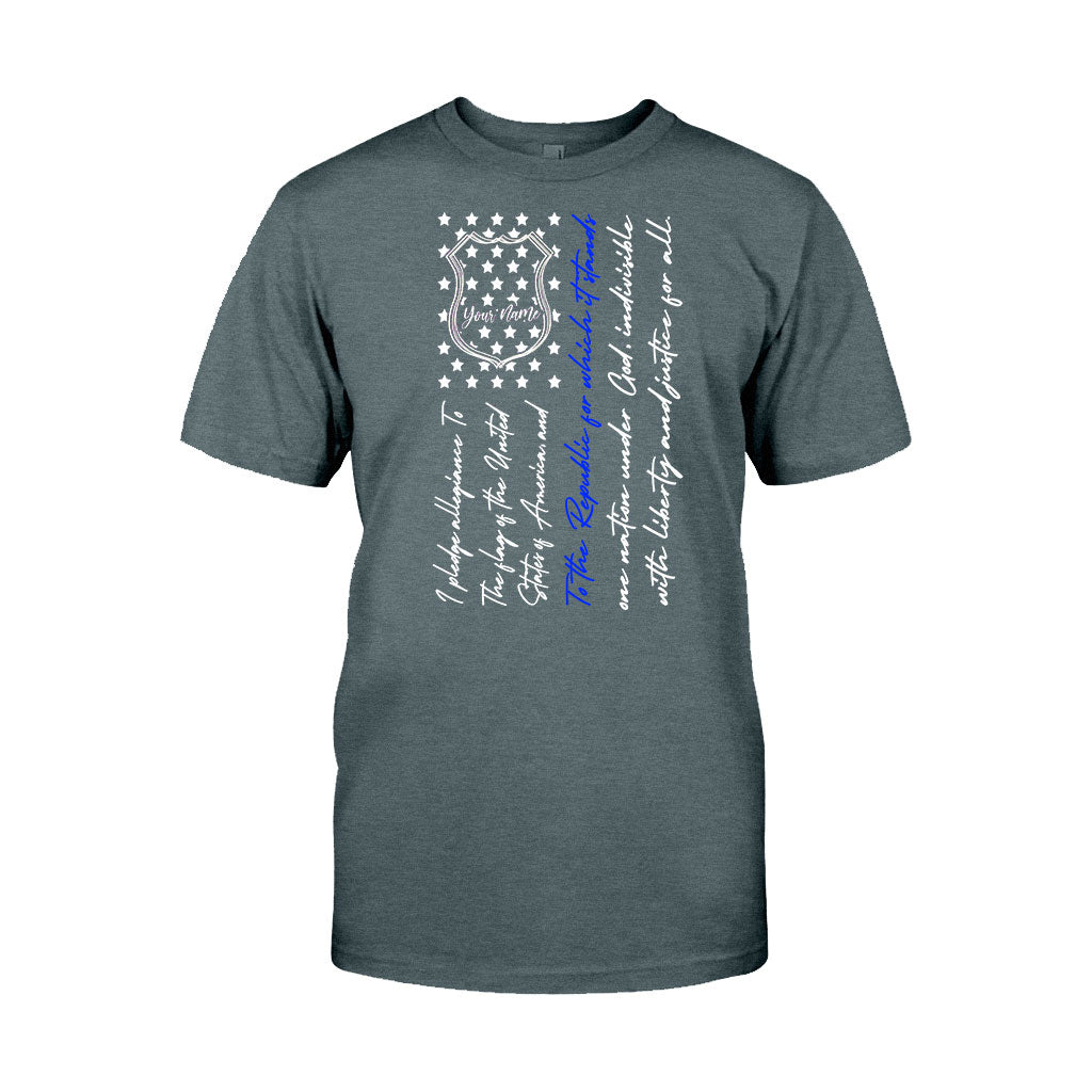 Police Badge Pledge Of Allegiance - Personalized Independence Day T-shirt and Hoodie