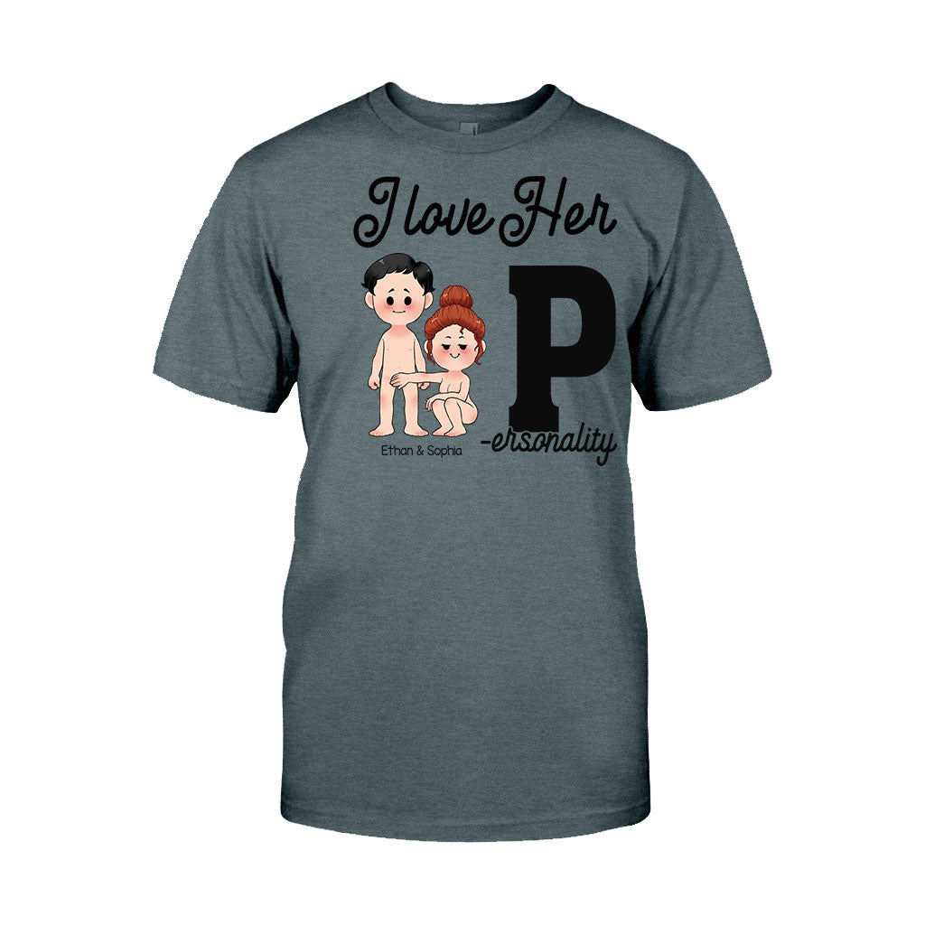 Ich liebe ihn, ich liebe sie – personalisiertes Partner-T-Shirt und Hoodie