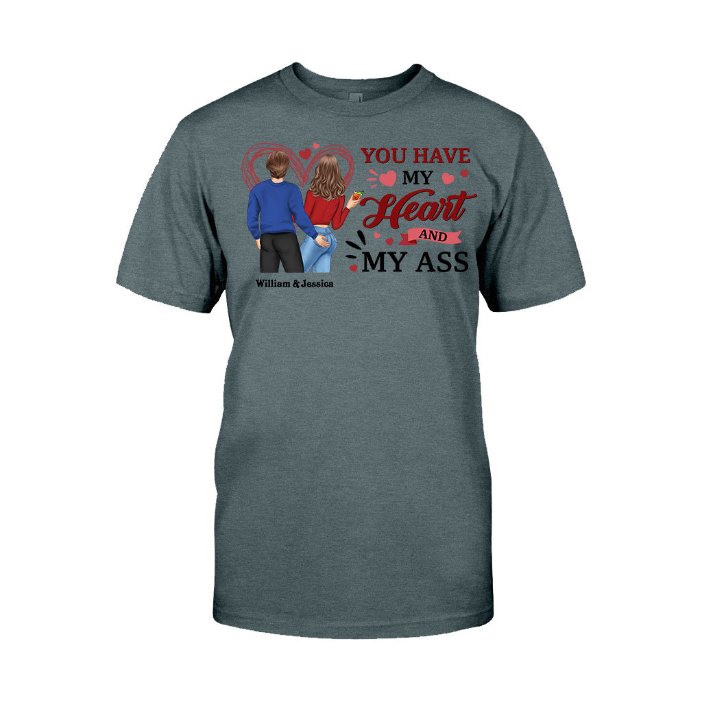 Du hast mein Herz und meinen Hintern – personalisiertes Partner-T-Shirt und Hoodie