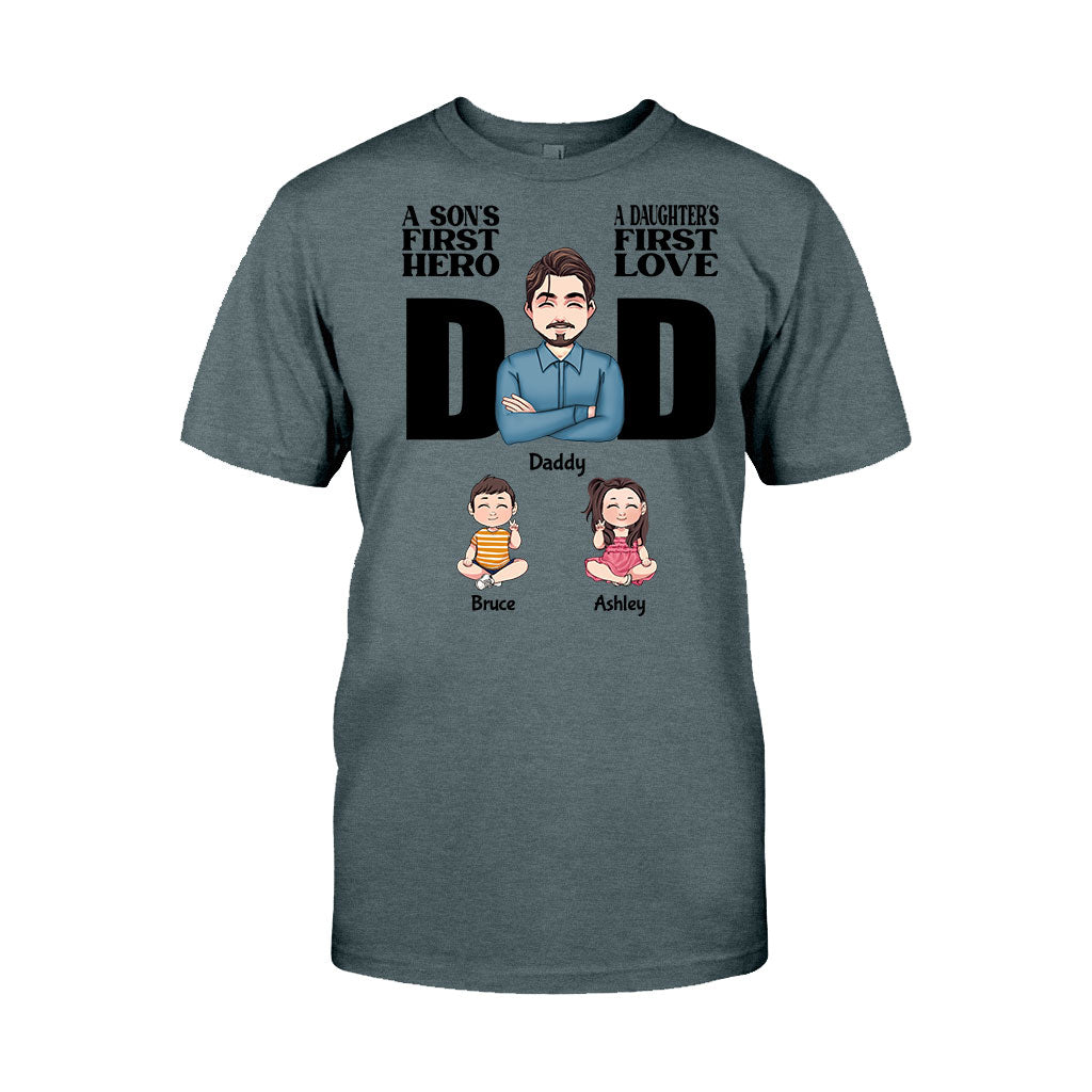 Der erste Held eines Sohnes, die erste Liebe einer Tochter – personalisiertes Vater-T-Shirt und Hoodie