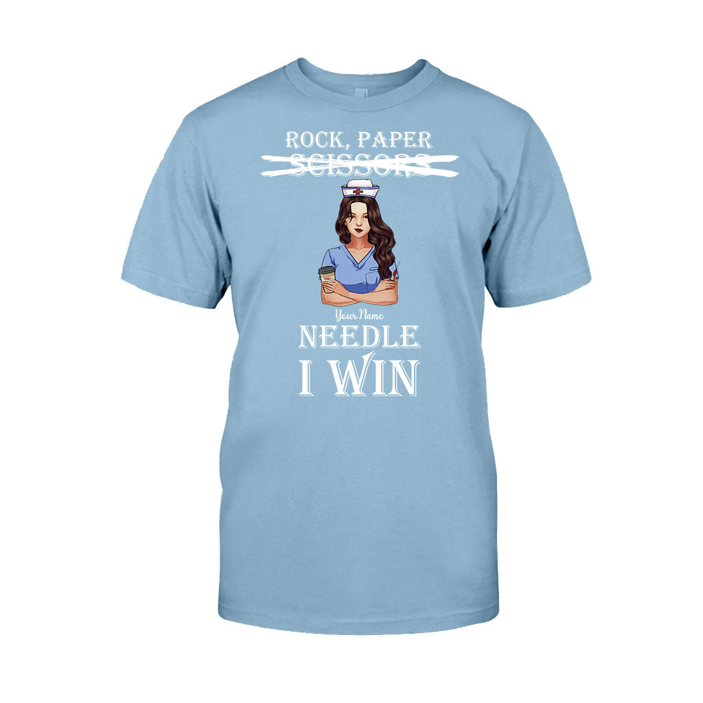 Stein, Papier, Nadel – Ich gewinne! – Personalisiertes T-Shirt und Hoodie für Krankenschwestern