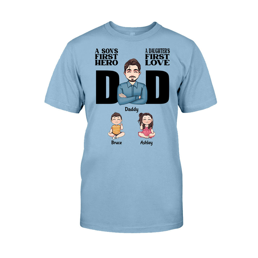Der erste Held eines Sohnes, die erste Liebe einer Tochter – personalisiertes Vater-T-Shirt und Hoodie