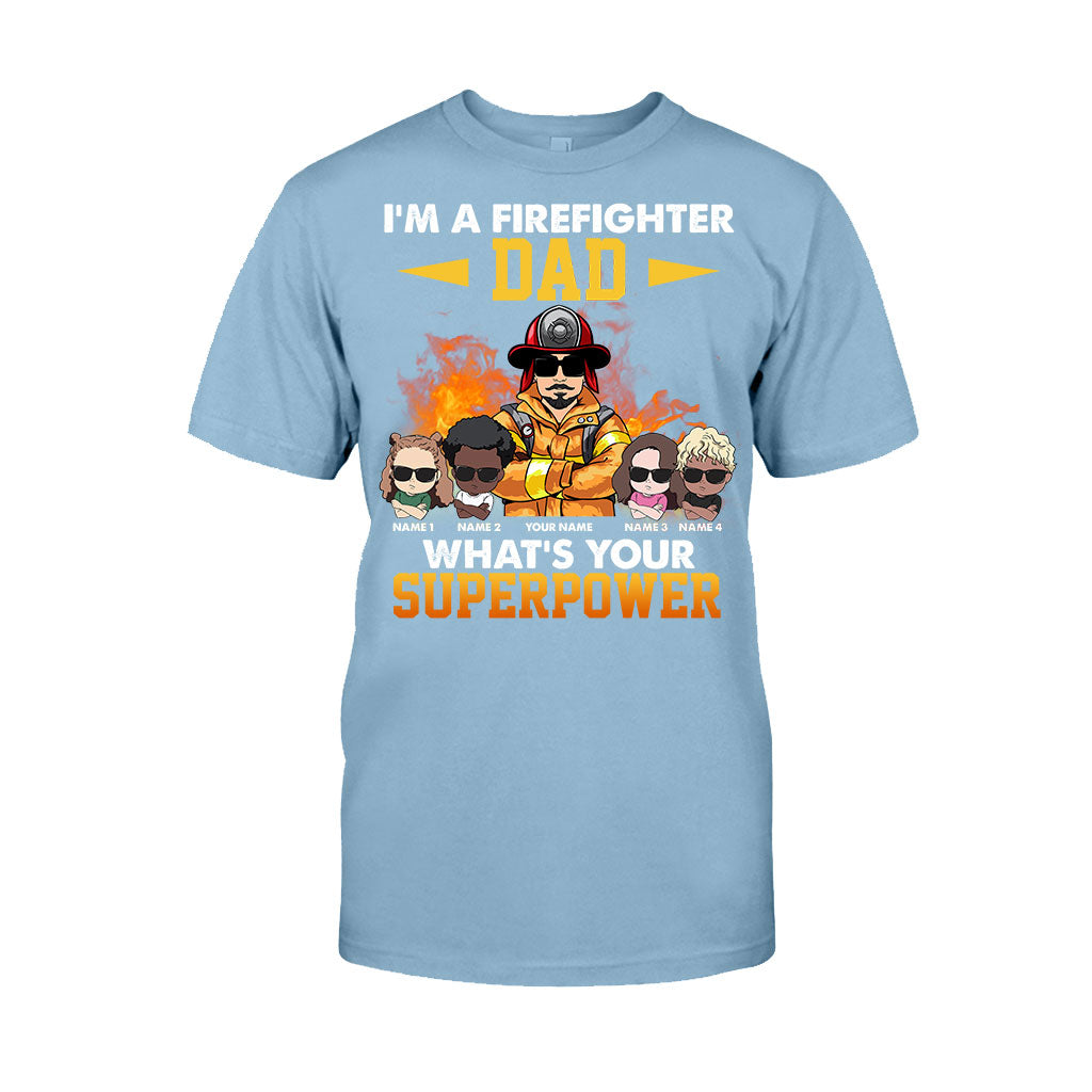 Ich bin ein Feuerwehrmann-Papa – Was ist deine Superkraft? – Personalisiertes Vatertags-T-Shirt und Hoodie