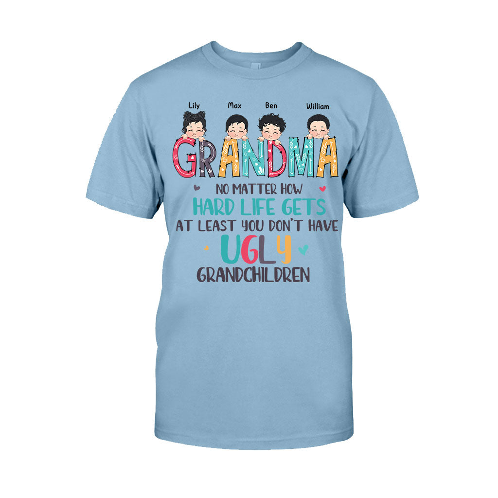 No Matter How Hard Life Gets - Personalized Mother's Day Grandma T-shirt and Hoodie