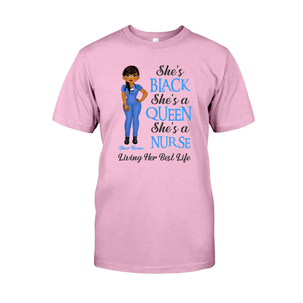 Schwarze Krankenschwester – Personalisiertes T-Shirt und Hoodie für Krankenschwestern