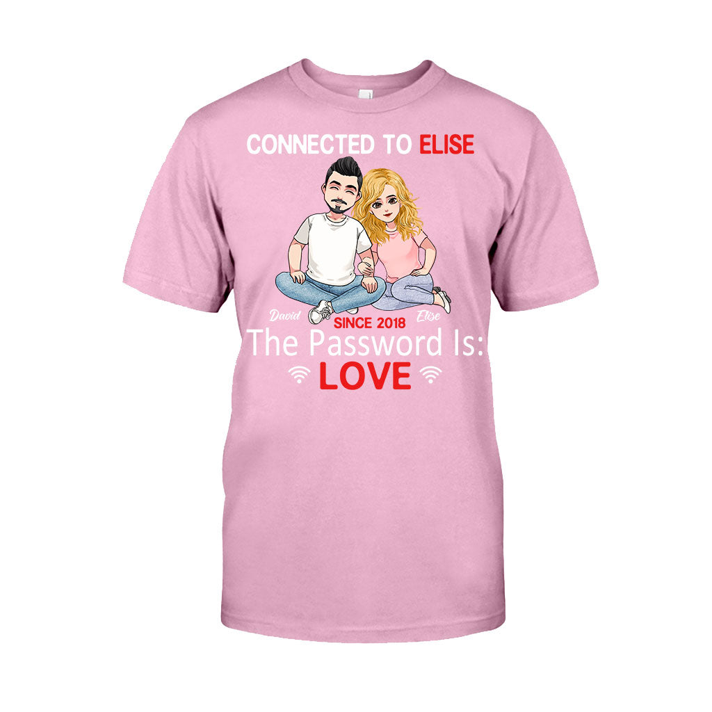 Verbunden mit – Personalisiertes T-Shirt und Hoodie für Paare