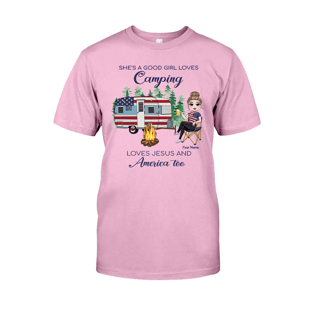 She's A Good Girl Loves Camping - Personalized Independence Day T-shirt and Hoodie