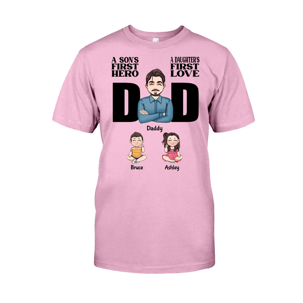 Der erste Held eines Sohnes, die erste Liebe einer Tochter – personalisiertes Vater-T-Shirt und Hoodie