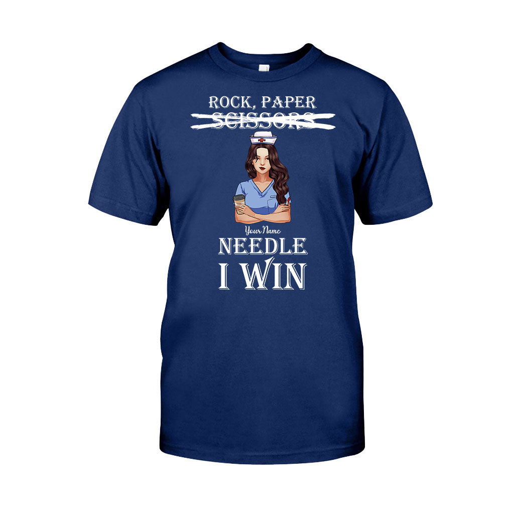 Stein, Papier, Nadel – Ich gewinne! – Personalisiertes T-Shirt und Hoodie für Krankenschwestern